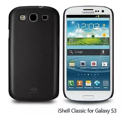 IShell Black Classic Snap-On Case + Screen Protector For Samsung Galaxy S3 I9300 • $11.74