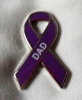 Pancreatic Cancer ' DAD ' Purple Awareness Ribbon Enamel Pin Badge. Charity. • £3.99