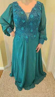 Formal Plus Size Dress Peacock Blue Prom Dress Mother Of Bride Dress 18 • $53.73