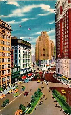 Herald Square Gimbel's Saks McAlpin Hotel New York NY Linen 1957 Postcard • $3.99