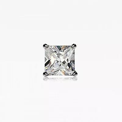 £4.95 • Buy Sterling Silver Square CZ Crystal Mens Ear Stud SINGLE Earring For MEN 4mm-10mm