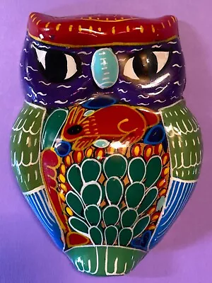 Mexican Pottery Owl Wall Decor Colorful Hand Painted 🌺 • $16.99