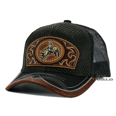 COWBOY / HORSE Hat Straw Cap Mesh Trucker Snapback Western Style Baseball Cap • $16.85