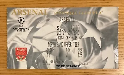 Arsenal V Lazio Football Ticket UEFA Champions League 27 Sep 2000 • £2.69