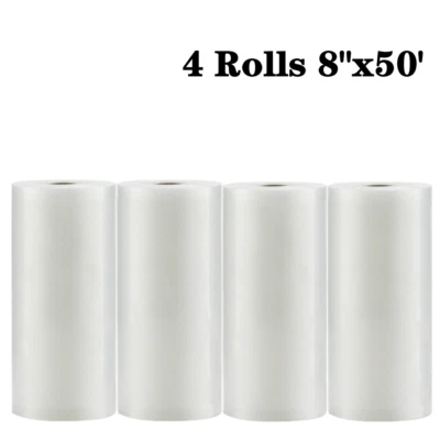 $33.98 • Buy 4 Rolls Of 8 X50' Vacuum Sealer Bags Food Storage Saver For Meat Vegetable Fruit