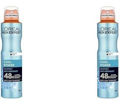 L'Oreal Men Expert Cool Power 48H Ice Effect Anti-Perspirant Deodorant 250ml X 2 • £6.61