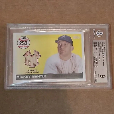 MICKEY MANTLE Game Used Bat Card Relic #1/7 TOPPS HOME RUN HISTORY MHRR253 BGS 9 • $340