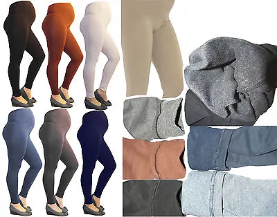 Maternity Leggings Thermal Long Trousers Pants Cotton Fleece Inside • £11.11