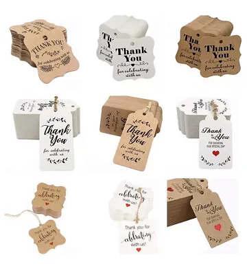 £2.99 • Buy 50/100 Paper  THANK YOU FOR CELEBRATING WITH US   Gift Hang Tags STRING INCLUDED