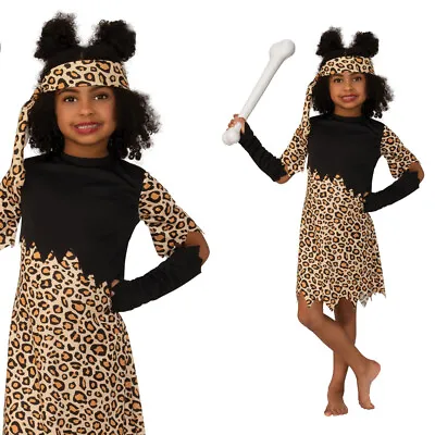 £18.59 • Buy Kids Cave Girl Costume Ancient World Caveman Fancy Dress Outfit