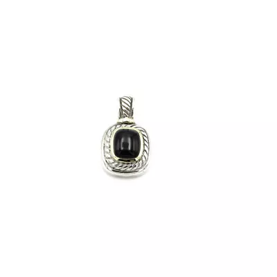 David Yurman Albion Sterling Silver 14k Gold Onyx Enhancer Pendant #S904-8 • $0.99