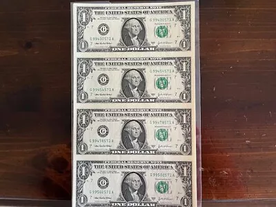 $1 Dollar- 2003a 4 NOTE UNCUT SHEET Chicago Block GA  • $24.98