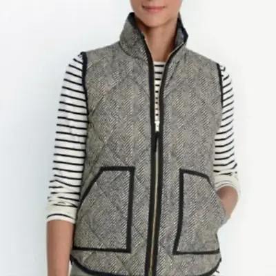 J.Crew Factory Excursion Vest Small Herringbone Puffer Black & Tan • $25