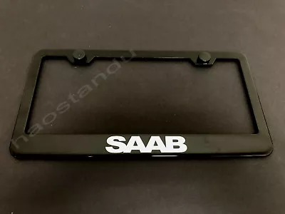 1x SAAB BLACK Stainless Metal License Plate Frame + Screw Caps • $14.35
