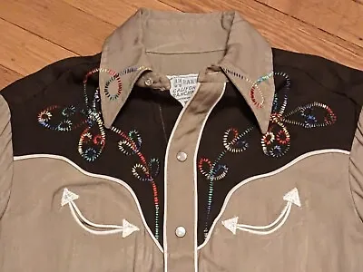 RaRe VinTagE 1950's H BAR C Pearl Snap Smile Pocket WESTERN SHIRT S  • $249.99