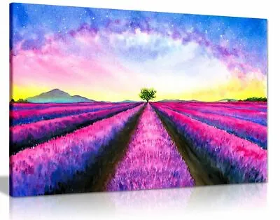 Pink Purple Lavender Watercolour Canvas Wall Art Picture Print Home Decor • £19.99