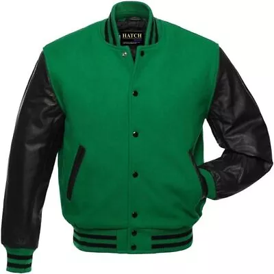 Men’s Varsity Baseball Jacket Wool Body Genuine Cowhide Leather Arms Varsity • $139.99