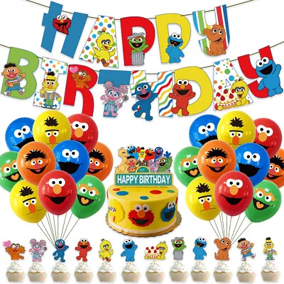 Sesame Street Party Decoration Kids Birthday Banner Party Supplies Balloons Set • $9.59