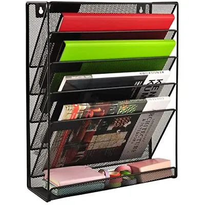 Wall Mounted File Organizer 5 Pocket Vertical Hanging Folders Holder Paper Rack • $27.82