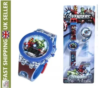 Children's Avengers Watch Cartoon Flashing Light Up Digital Superhero Kids Flash • £7.49