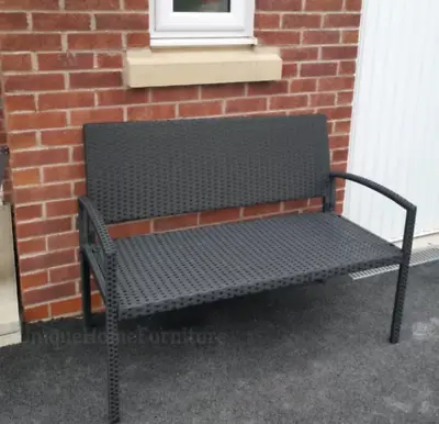 Rattan Garden Sofa Outdoor Patio Furniture Wicker Loveseat 2 Seater Bench Chair • £79.90