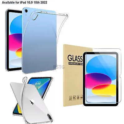 Gel Silicone TPU Case Cover + Tempered Glass For New IPad 10th Gen 2022 10.9inch • £9.98
