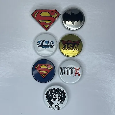 DC Comics - Lot Of 7 Pins Buttons Pinbacks - Batman Superman Death Vertigo JLA • $5.99