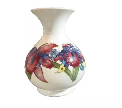 Vintage MOORCROFT White Pottery Orchid Pattern Vase 1960'S-70'S Rare 6  High ? • $181.44