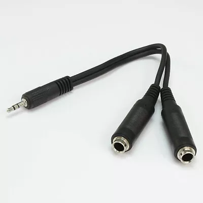 Headphone Splitter Cable 3.5mm Stereo Jack Plug To 2 X 6.3mm Stereo Sockets 20cm • £3.95