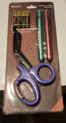 MEUUT EMT Trauma Shears Bandage Scissors Medical Purple With 2 Penlights NEW • $13.99