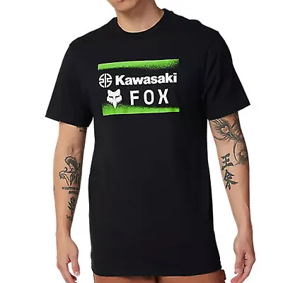 Fox Racing Men's Fox X Kawasaki Premium Black Short Sleeve T Shirt Clothing A • £37.50