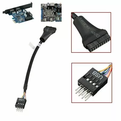 20 Pin USB 3.0 Female To 9 Pin Male USB 2.0 Motherboard Cable Adapter 480Mbps • £2.98