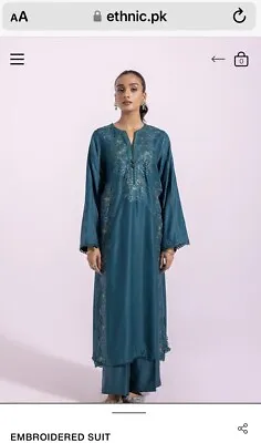 Size Large Ethnic Designer Pakistani Teal Kurta Trouser Suit • £54.99