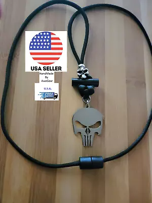 $10.99 • Buy Fire Starter Survival Necklace Flint Steel Kit Skull Striker Ferro Bushcraft EDC