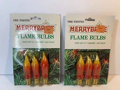 2 Packs Vintage Merrybrite Flame Bulbs C 7 1/2 120 Volt Pre-Tested *Bulbs Only!! • $18.99