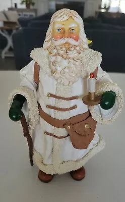  Vintage Midwest Importers Handcrafted Santa In White Robe W/ Candle Figure • $39.99