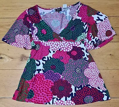 Miss Sixty Top Short Dress Pink Floral Short Flare Sleeve Size XS • $6.25