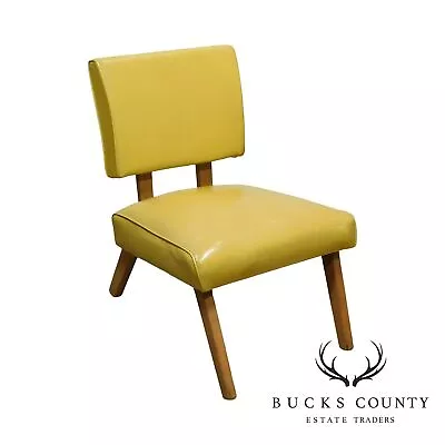 Mid Century Modern 1950 Yellow Vinyl Viking Artline Slipper Chair • $465