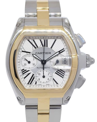 $8850 • Buy Cartier Roadster XL Chronograph 18k Yellow Gold/Steel Mens Watch W6202721 2618