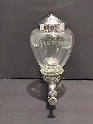 Vintage 1930’s Glass & Chrome Palmolive Powdered Hand Soap Dispenser Wall Mount • $74.99