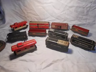 10 All Metal Marx Train Cars Cabooses Stock Car Gondola Most C.1930's • $20