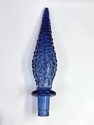 RARE Vintage ORIGINAL GLASS Empoli Italy Hobnail Genie Bottle Stopper - BLUE • $52