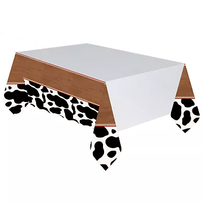 Wild West Western Saloon Party Cow Print Plastic Tablecover Cowboy Decoration • £5.89