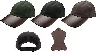 Mens Game Wax Leather Peak Baseball Cap Fishing Shooting Waxed Cotton Hat • £15.95