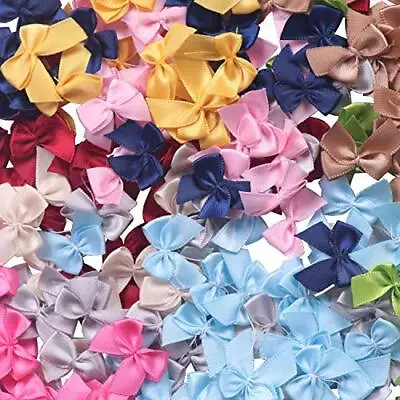 80Pcs Mini Satin Ribbon Bows Flowers 1  X3/4 Appliques DIY Craft Scrapbooking... • $13.13