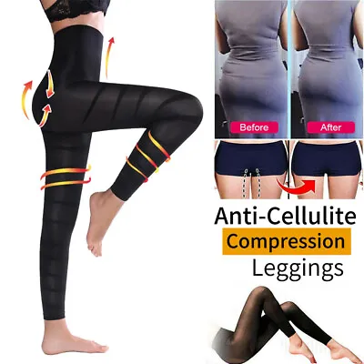High-Waisted Anti-Cellulite Compression Leggings Body Shaper Tummy Control Pants • £14.99