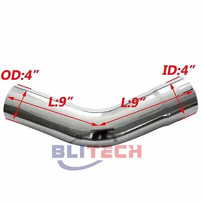 4  ID/OD Chrome 45 Degree Exhaust Elbow 4 Inch X 9  Arms Exhaust Pipe • $41.94