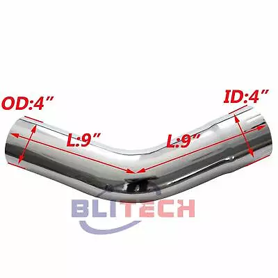 4 Inch Chrome 45 Degree Exhaust Pipe 4  ID/OD X 9  Arms Tube Elbow Tip Truck Use • $41.94