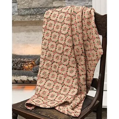 $54.99 • Buy New Primitive Christmas RED GREEN TABLE CLOTH OR THROW Coverlet Blanket