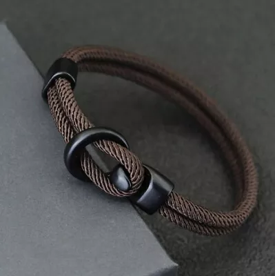 Paracord Rope Bracelet Men Double Layer Outdoor Camping Homme Accessories • $7.83